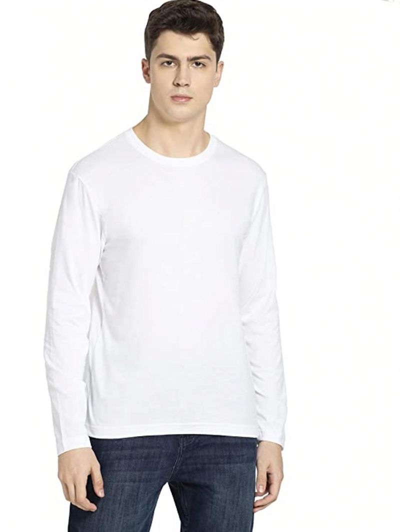 KASPY Men Solid Round Neck Polyester White T-Shirt - Image 5