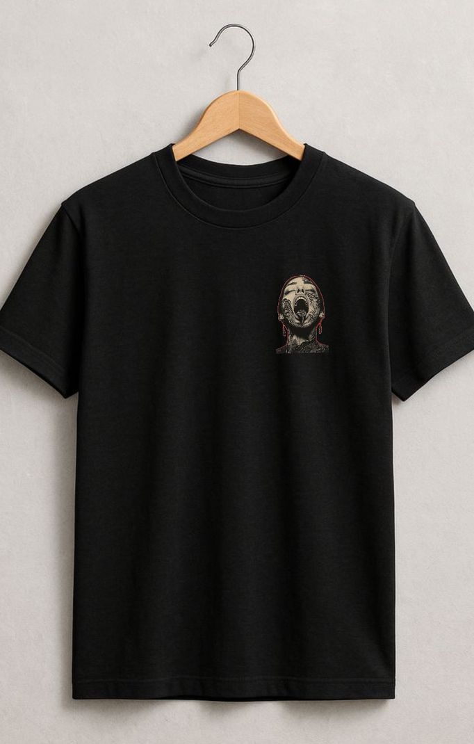 KKCTEX Men Printed Round Neck Pure Cotton Black T-Shirt - Image 7