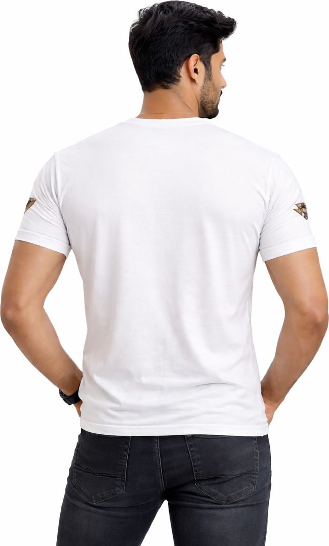 WARRIOR WORLD Men Printed Round Neck Pure Cotton White T-Shirt - Image 6