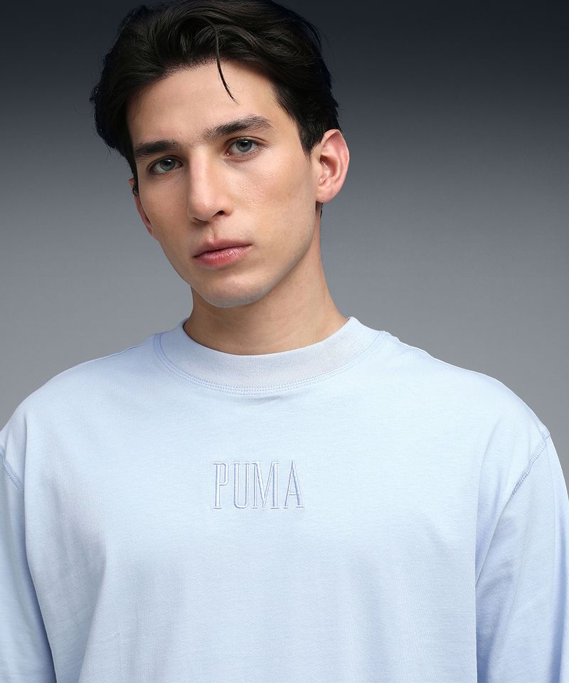 PUMA Men Solid Crew Neck Cotton Blend Blue T-Shirt - Image 6