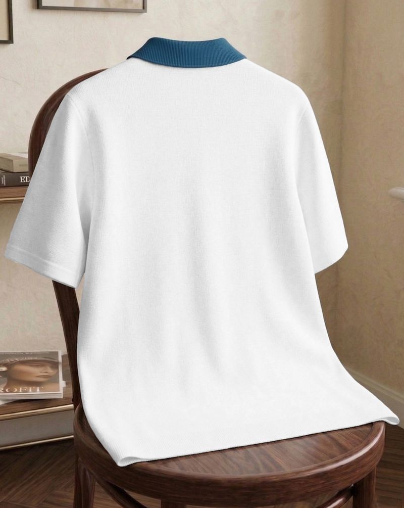 AUSK Men Colorblock Polo Neck Cotton Blend Multicolor T-Shirt - Image 6