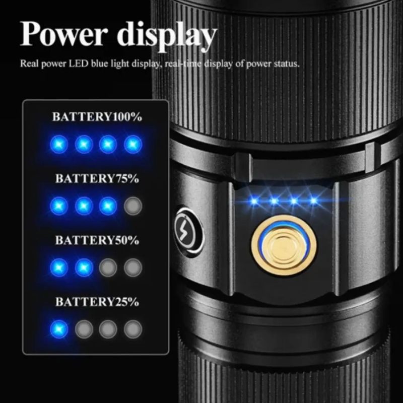 COBA Ultra Bright LED Flashlight â 300W Rechargeable, 7 Modes, 28,800mAh Power Bank, Torch (Black, 10 cm, Rechargeable) - Image 5
