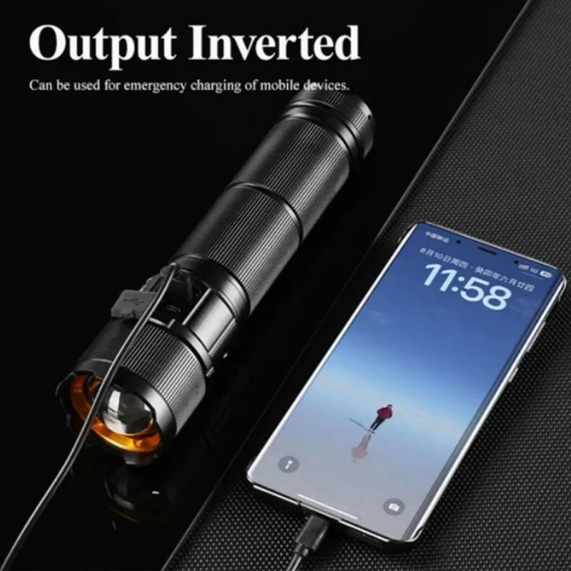 COBA Ultra Bright LED Flashlight â 300W Rechargeable, 7 Modes, 28,800mAh Power Bank, Torch (Black, 10 cm, Rechargeable) - Image 7
