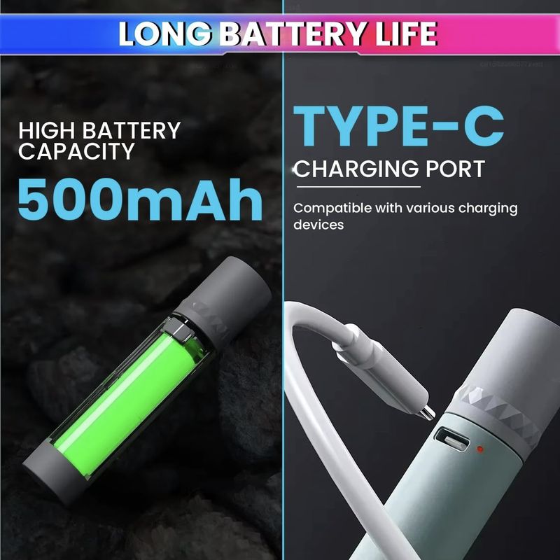 A B C GOLD Rechargeable Pocket Torch with Type-C Charging, Gold - Image 6