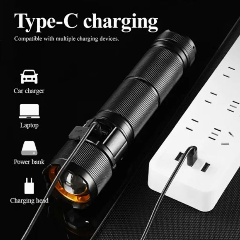 COBA Ultra Bright LED Flashlight â 300W Rechargeable, 7 Modes, 28,800mAh Power Bank, Torch (Black, 10 cm, Rechargeable) - Image 8