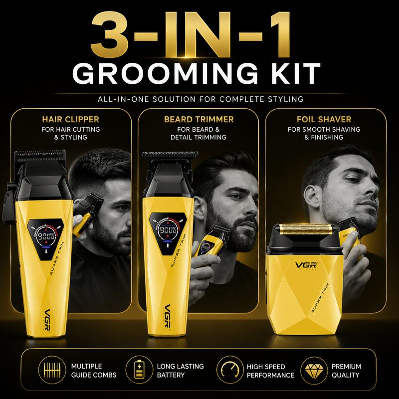VGR V-877S3 Grooming Kit, 150 min Runtime, 10 Length Settings, - Image 8