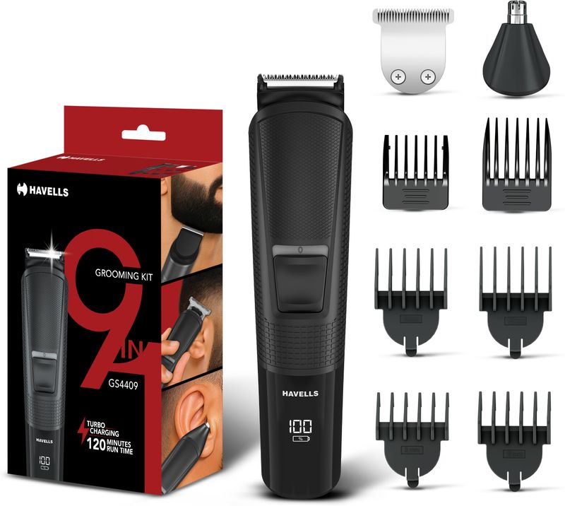 HAVELLS 9 in 1 Grooming Kit Grooming Kit 120 min Runtime 1 Length Settings (Black) - Image 3