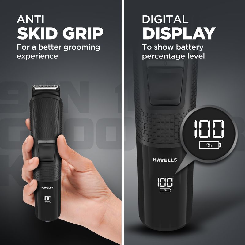 HAVELLS 9 in 1 Grooming Kit Grooming Kit 120 min Runtime 1 Length Settings (Black) - Image 7