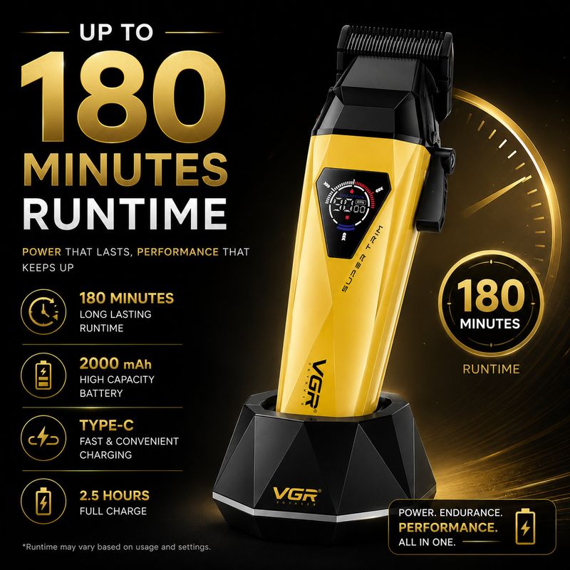 VGR V-877S3 Grooming Kit, 150 min Runtime, 10 Length Settings, - Image 7