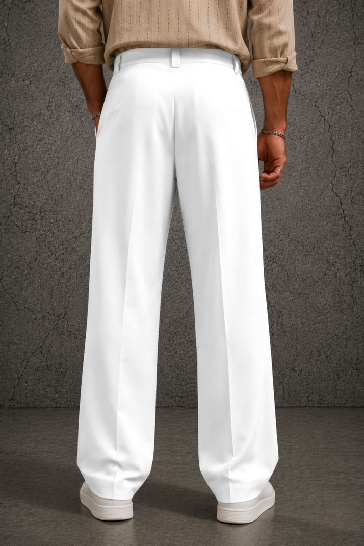 FTX Men Loose Fit White Lycra Blend Trousers - Image 7