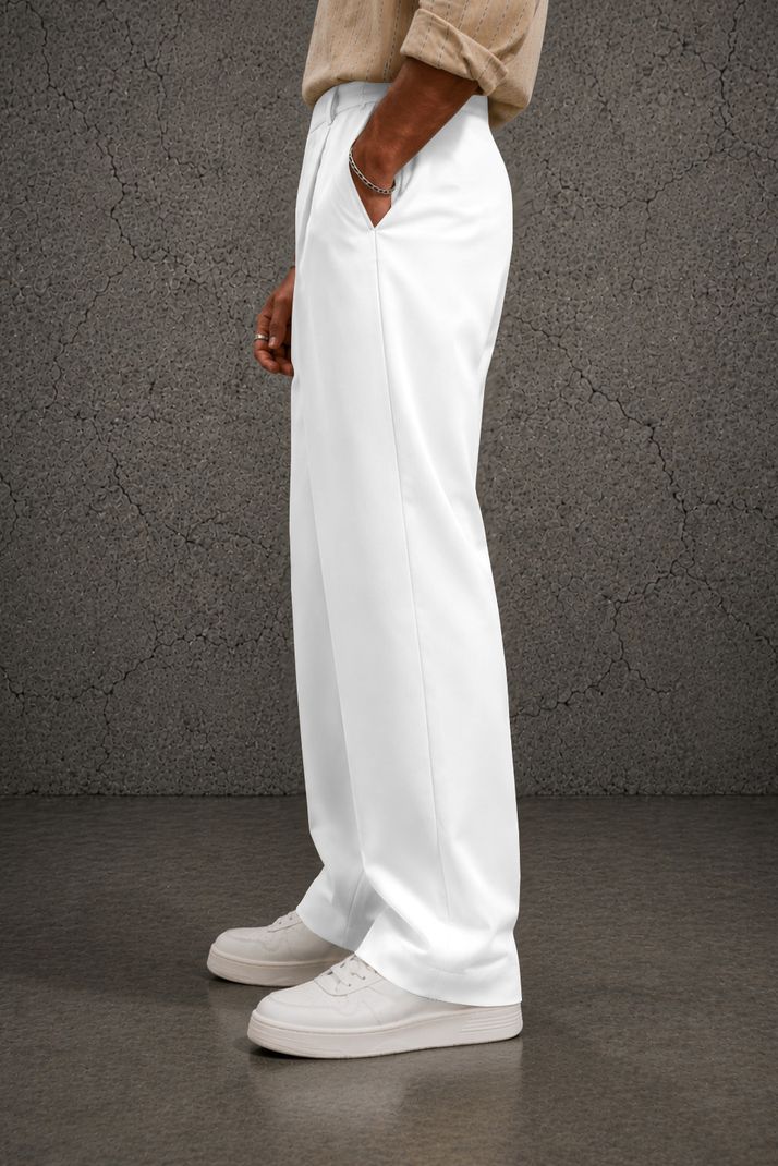 FTX Men Loose Fit White Lycra Blend Trousers - Image 8