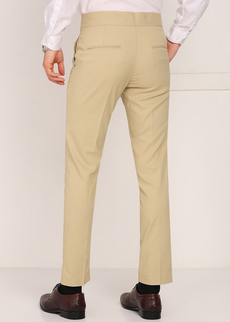 SAM & JACK Men Regular Fit Cream Polycotton Trousers - Image 6
