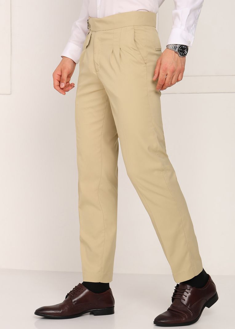 SAM & JACK Men Regular Fit Cream Polycotton Trousers - Image 7