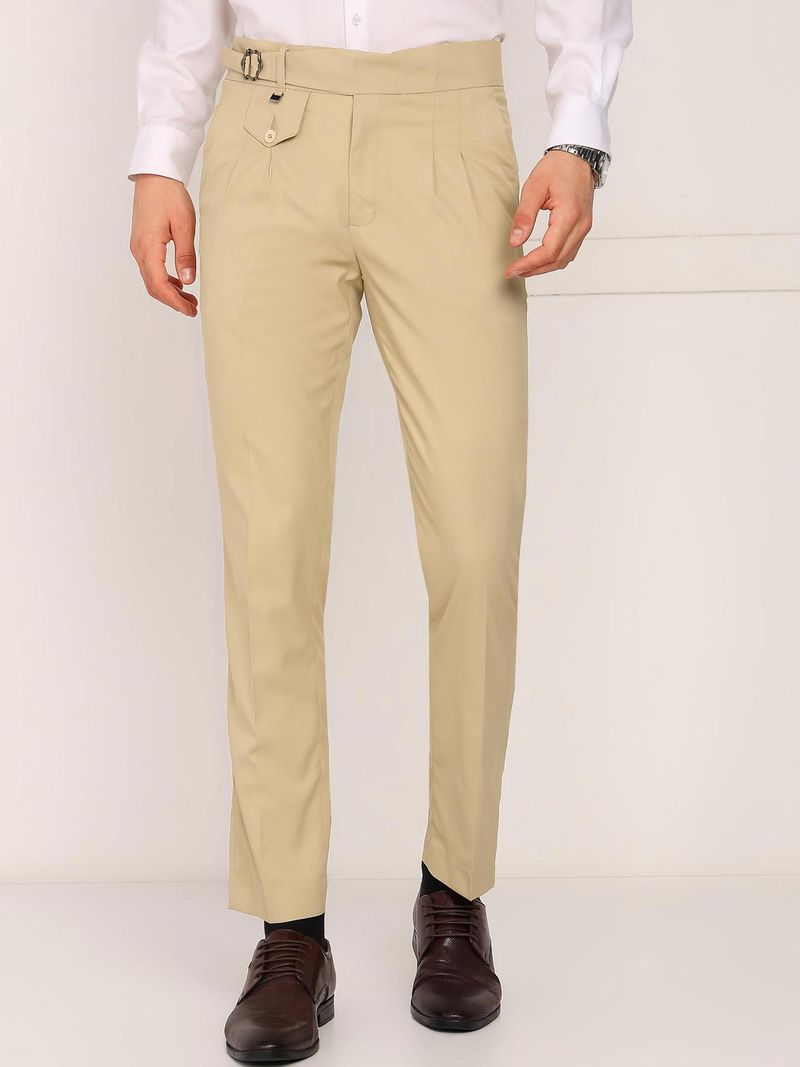 SAM & JACK Men Regular Fit Cream Polycotton Trousers - Image 5