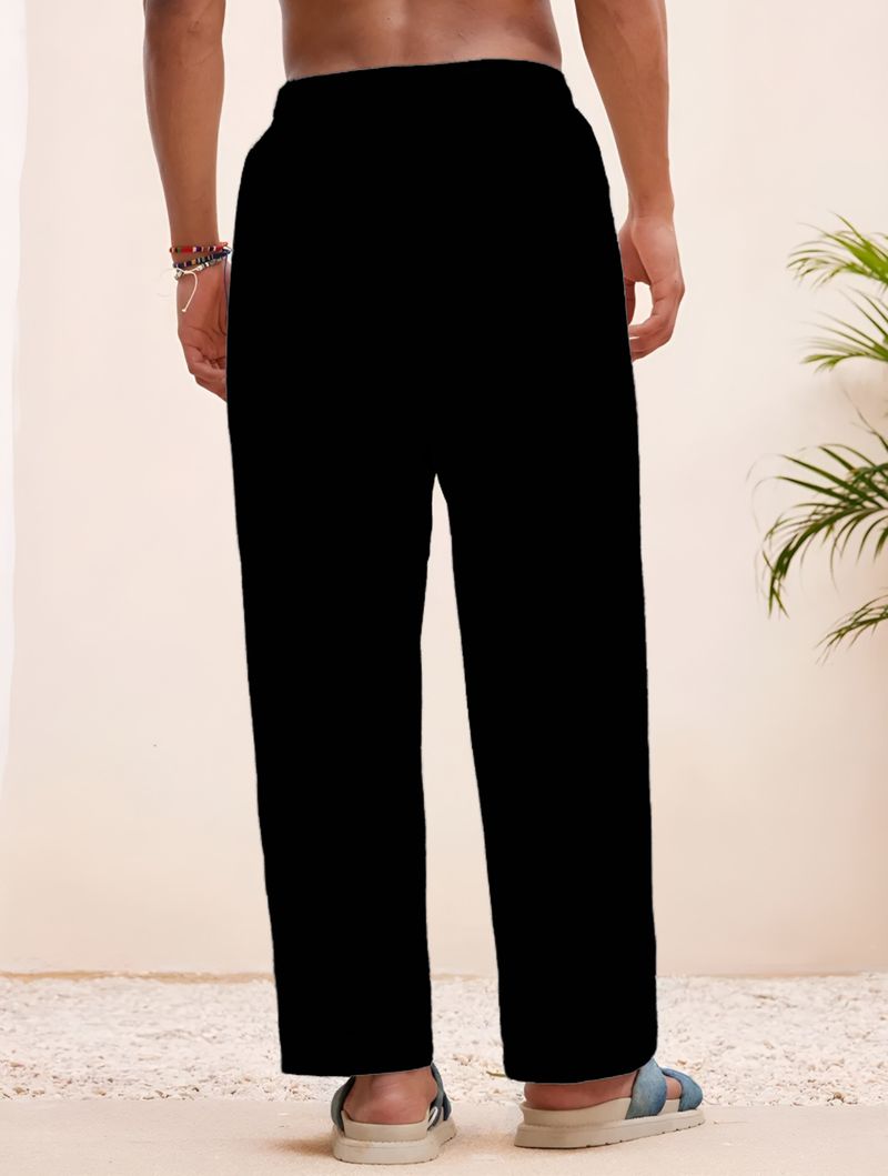 METRONAUT Men Black Pure Linen Trousers Comfort Fit - Image 6