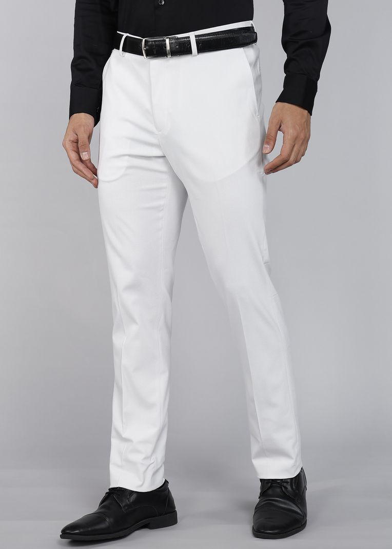 Blackberrys Men Slim Fit White Polyester Trousers - Image 8