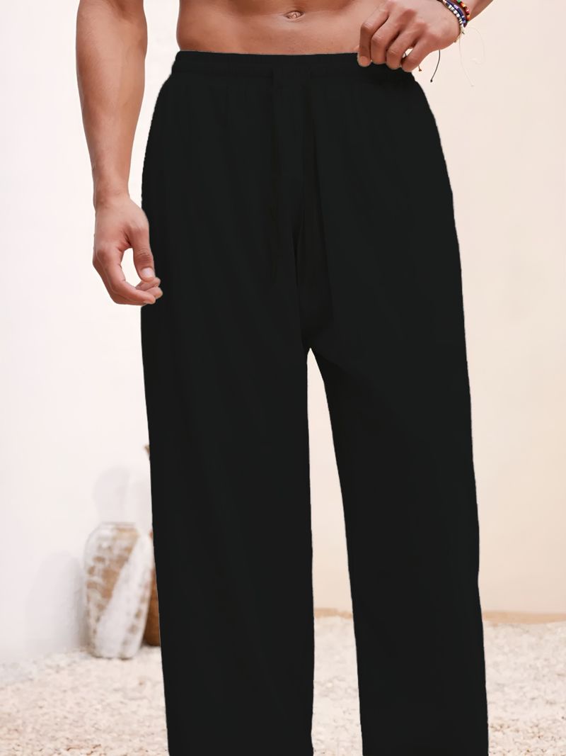 METRONAUT Men Black Pure Linen Trousers Comfort Fit - Image 7