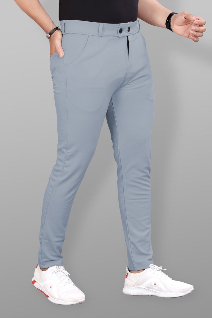COMBRAIDED Men Slim Fit Grey Lycra Blend Trousers - Image 5
