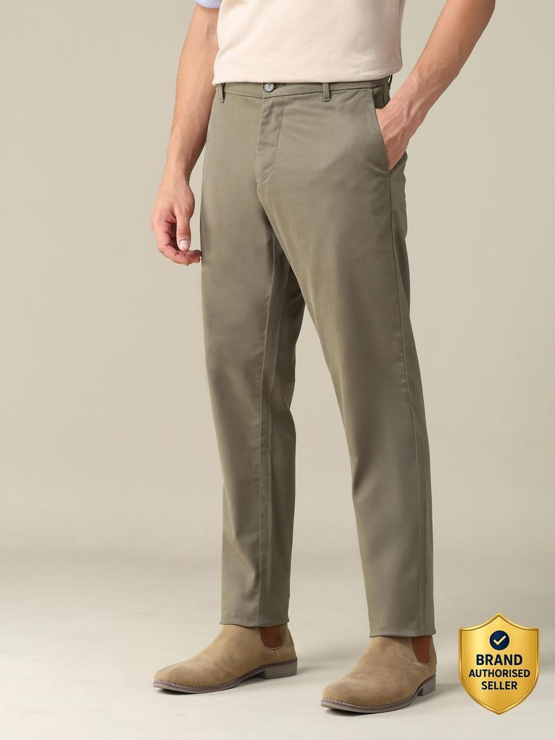 U.S. POLO ASSN. Men Slim Fit Brown Pure Cotton Trousers - Image 5
