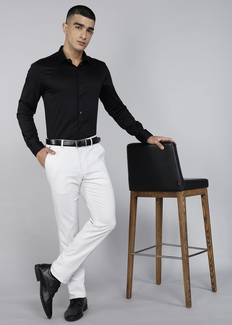 Blackberrys Men Slim Fit White Polyester Trousers - Image 7
