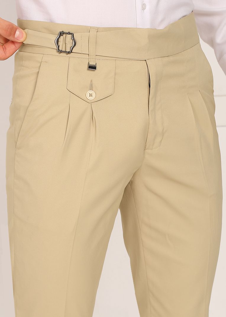 SAM & JACK Men Regular Fit Cream Polycotton Trousers - Image 8