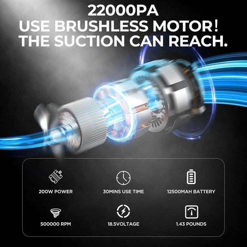 JUNJULA J6538 Car Vacuum 22000 Pa Portable - Image 6