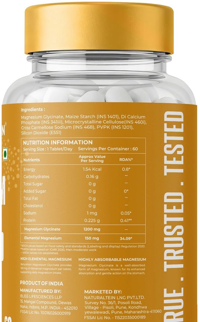NATURALTEIN Magnesium Glycinate 1200mg 60 Tablets - Image 6