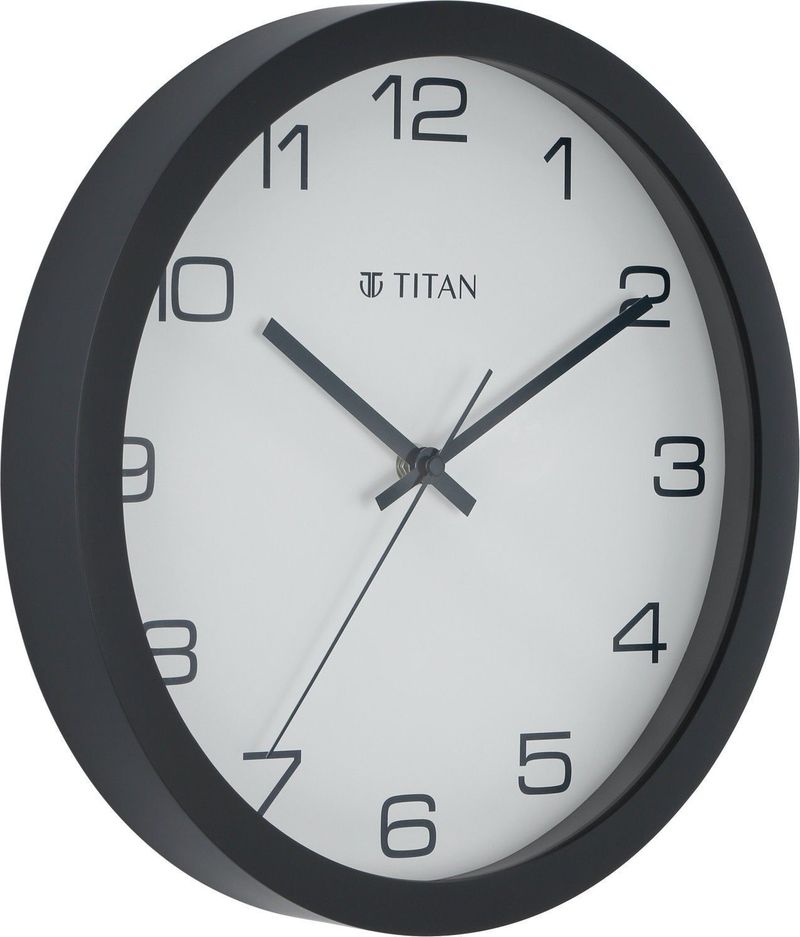 Titan Analog 30 cm X 30 cm Wall Clock (Black, With Glass, Standard) - Image 7