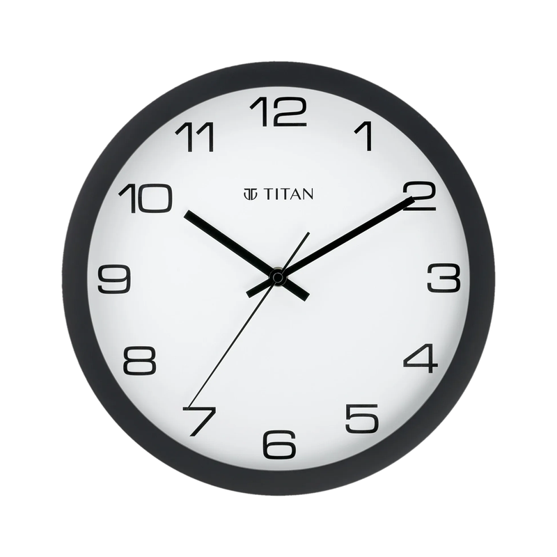 Titan Analog 30 cm X 30 cm Wall Clock (Black, With Glass, Standard) - Image 5