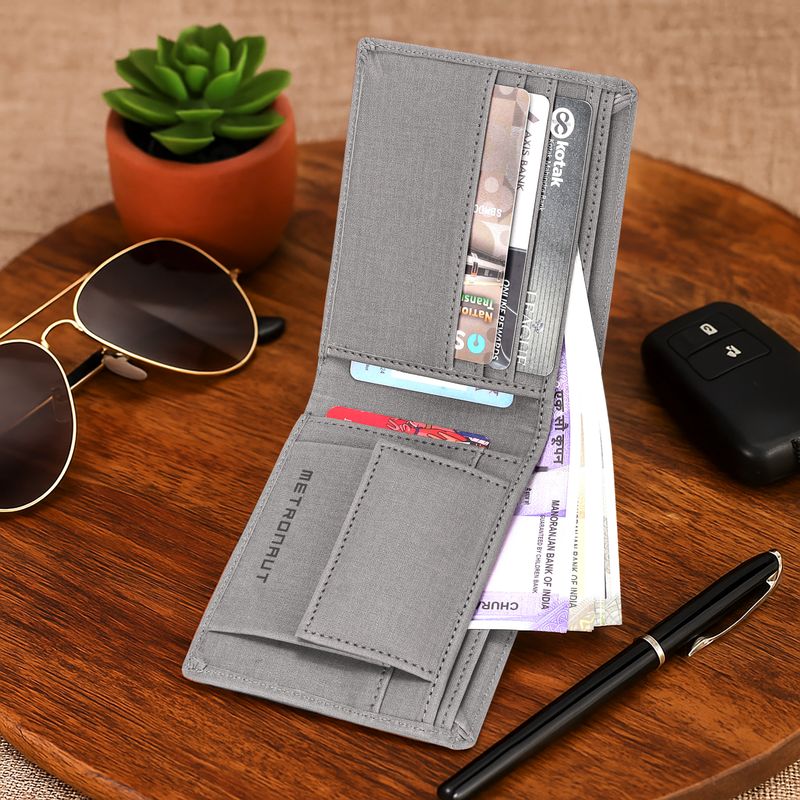 METRONAUT Men Trendy, Travel, Formal Grey Artificial Leather Wallet (5 Card Slots) - Image 6