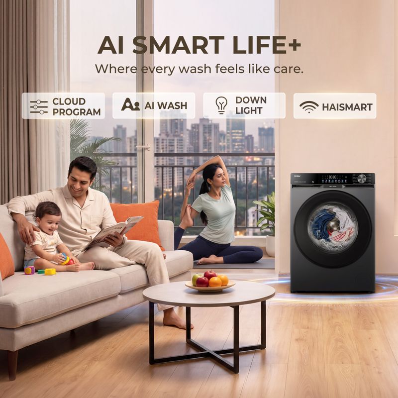 Haier 12 kg 5 Star Front Load Washer Black - Image 7