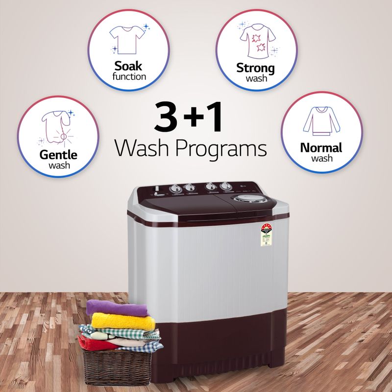 LG 8.5kg 5 Star Semi-Automatic Top Load Washing Machine (P8530SRAZ, - Image 8