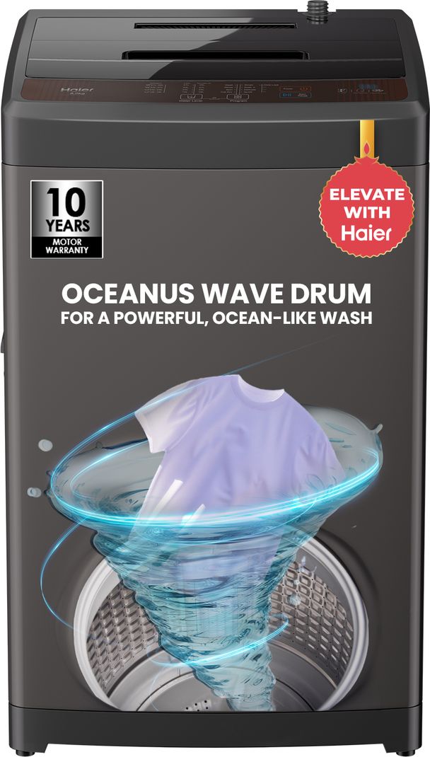 Haier 8 kg Oceanus Wave Top Load Washing Machine (Grey) - Image 5