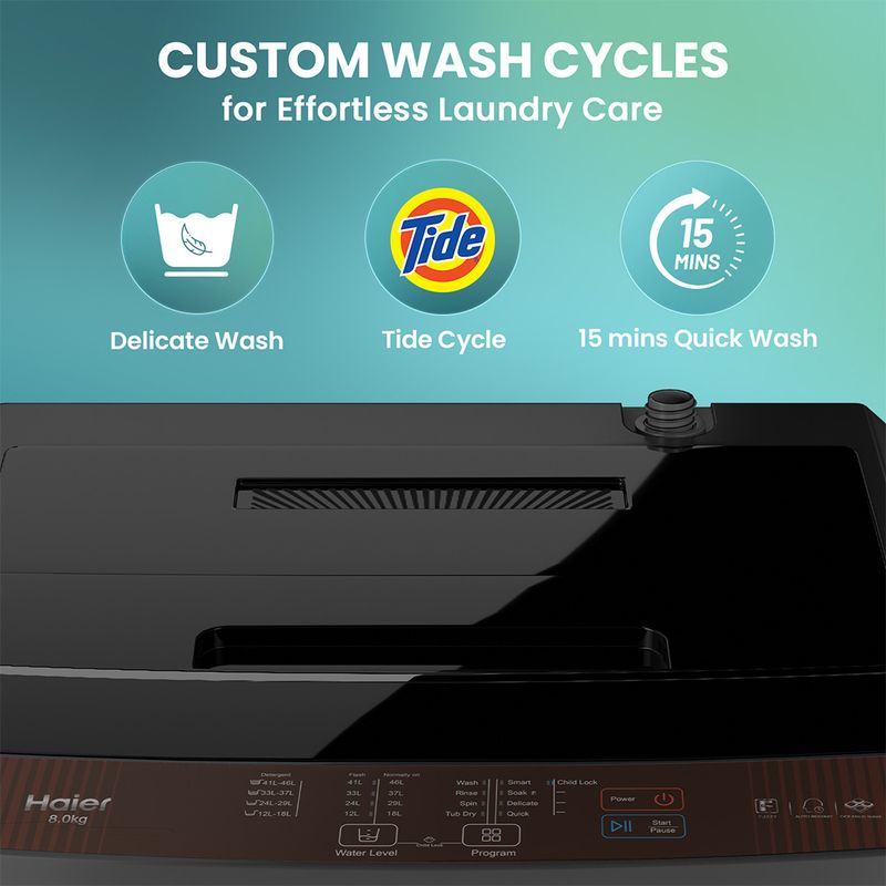 Haier 8 kg Oceanus Wave Top Load Washing Machine (Grey) - Image 7