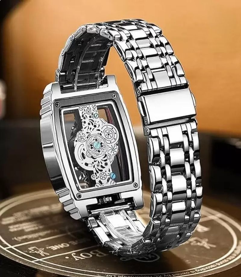 RS TRADER CO Skeleton Dial Stainless Steel Watch SRA1577 - Image 7
