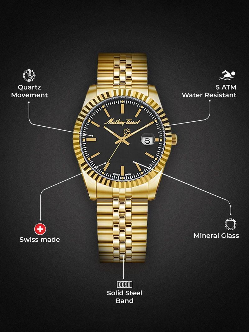 Mathey-Tissot Swiss Made Quartz Black Dial Analog Watch H810PN - Image 7