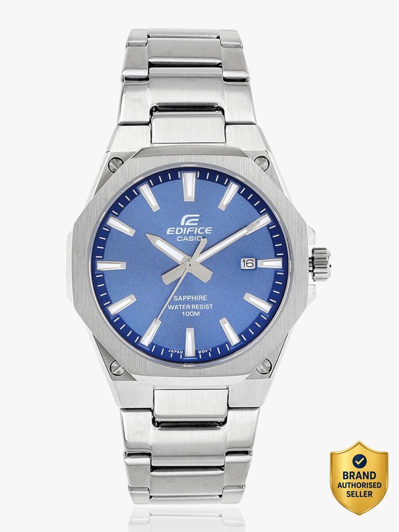 Casio Edifice Blue Dial Silver Stainless Steel Analog Watch ED602 - Image 5
