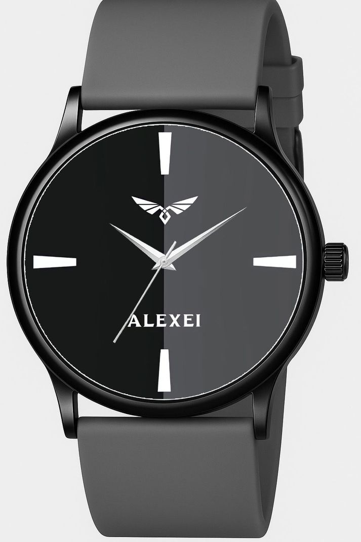 Alexei Premium Dark Grey Softest Silicon Strap ALX5282 Analog Watch - For Men And Boy Minimalist Dial with Tricolor Accent - Image 6