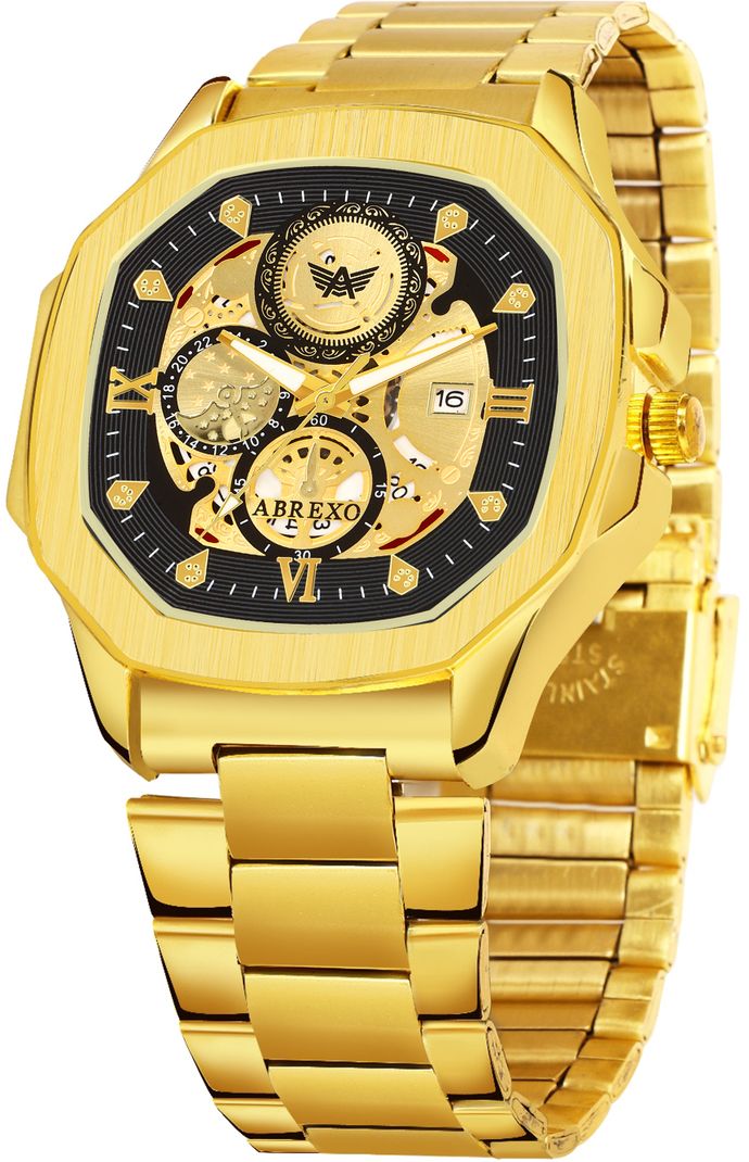 ABREXO GODFATHER Square Chrono Look Golden Dial Watch Abx8312-Go - Image 7