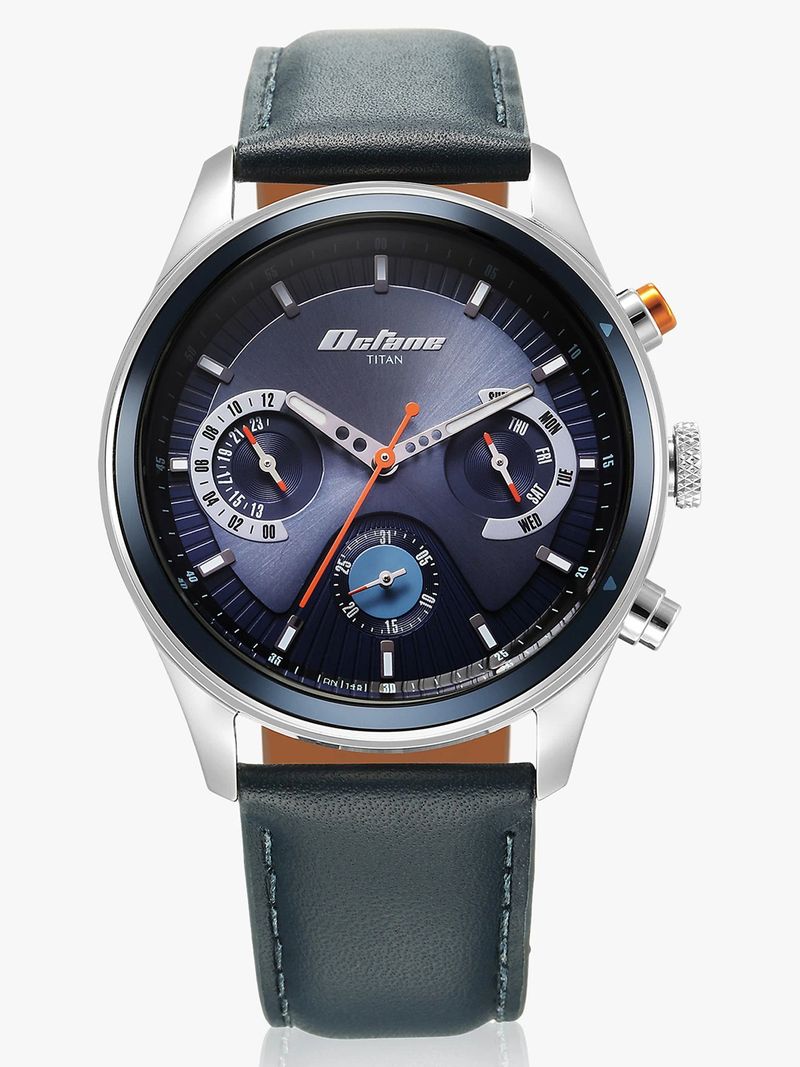 Titan Octane Multifunction Blue Dial Blue Leather Strap Analog Watch - For Men NT1805KL01,NU1805KL01 - Image 8