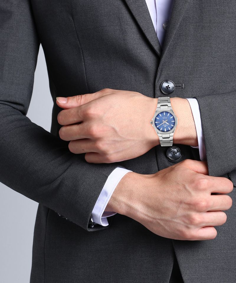 Casio Edifice Blue Dial Silver Stainless Steel Analog Watch ED602 - Image 7
