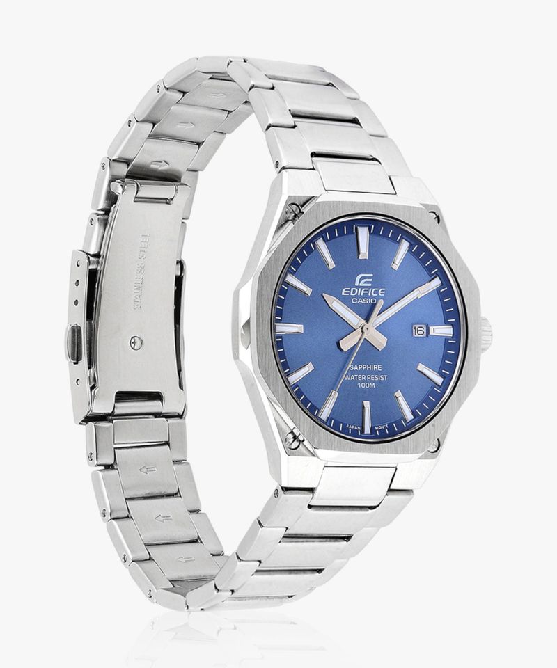 Casio Edifice Blue Dial Silver Stainless Steel Analog Watch ED602 - Image 8