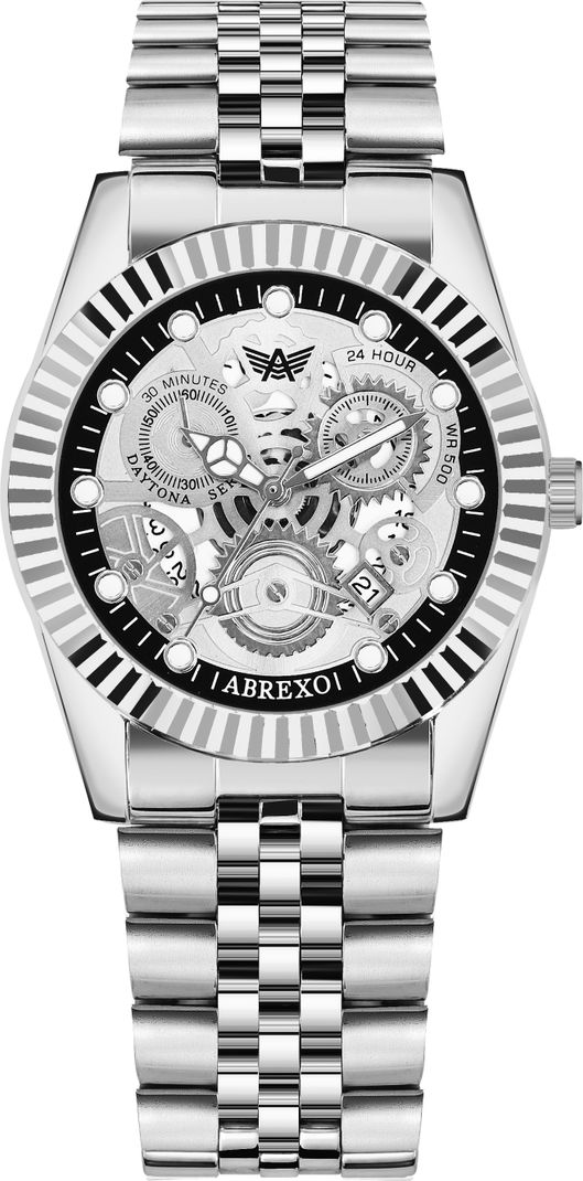 ABREXO Series I Skeleton Silver Dial Quartz Watch for Men - Image 5