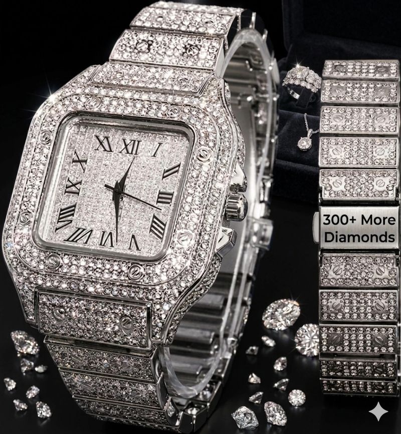 QUANTEX Ice Silver Luxury Diamond Analog Watch - Image 5
