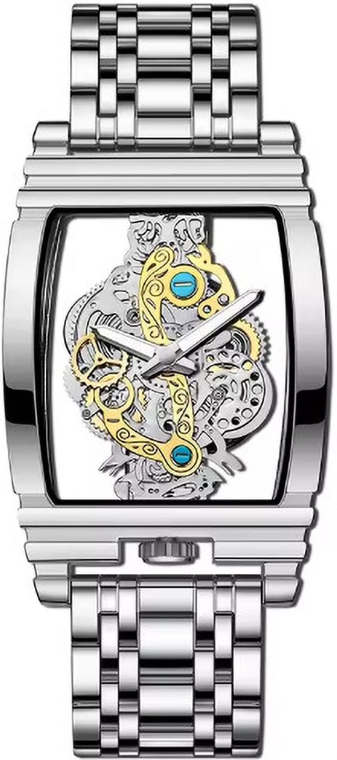 RS TRADER CO Skeleton Dial Stainless Steel Watch SRA1577 - Image 8