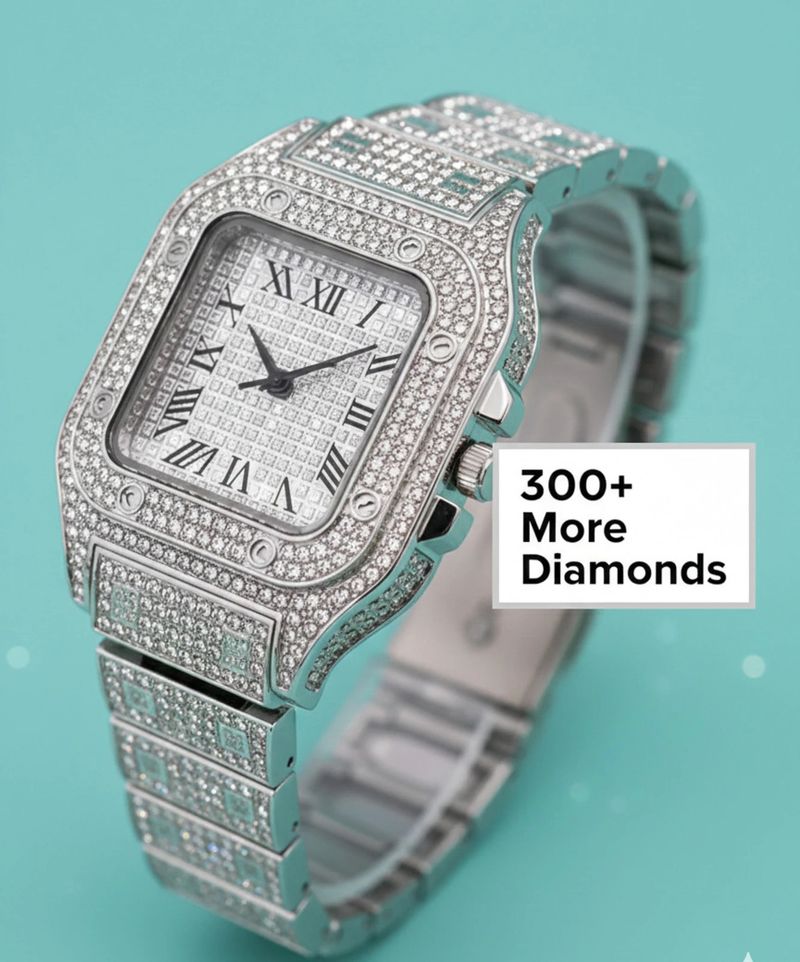 QUANTEX Ice Silver Luxury Diamond Analog Watch - Image 6