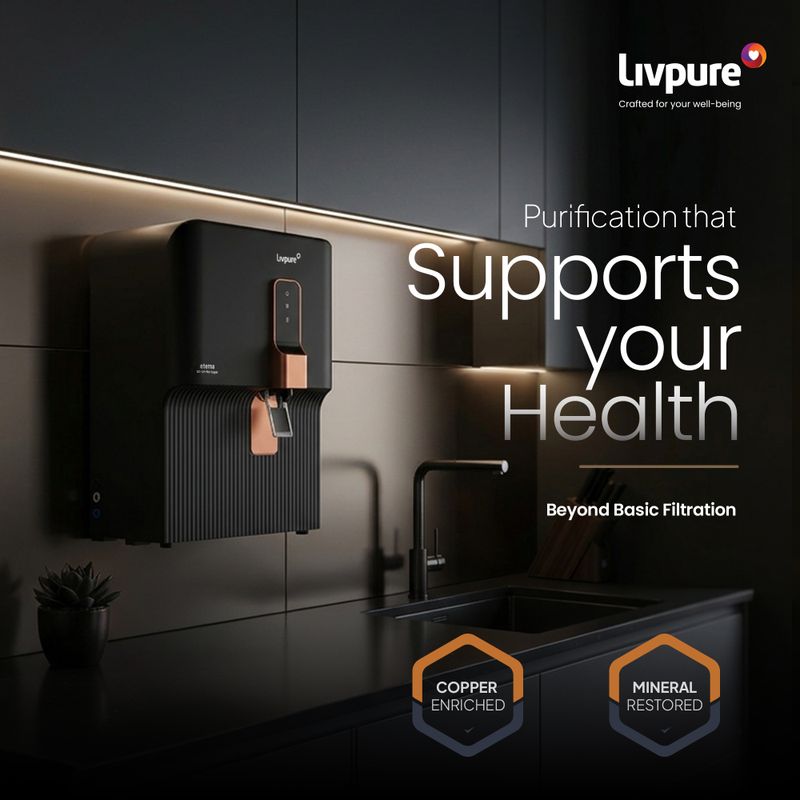 LIVPURE Eterna 7 L RO + UV + Copper Water Purifier |2 Years Free Service (Filters Included) | 8 Stage Water Purifier | Suitable for Borewell/Tanker/Municipal Water| (Black) - Image 7