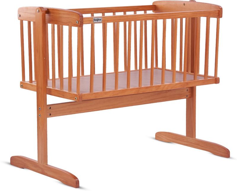 baybee Medusa Wooden Cradle for Baby New Born Baby Swing Cradle | Baby Crib with Mosquito Net, Baby Jhula with Swing Lock Function| Baby Bed Wooden Cot for Sleeping (Beige, Beige) - Image 5
