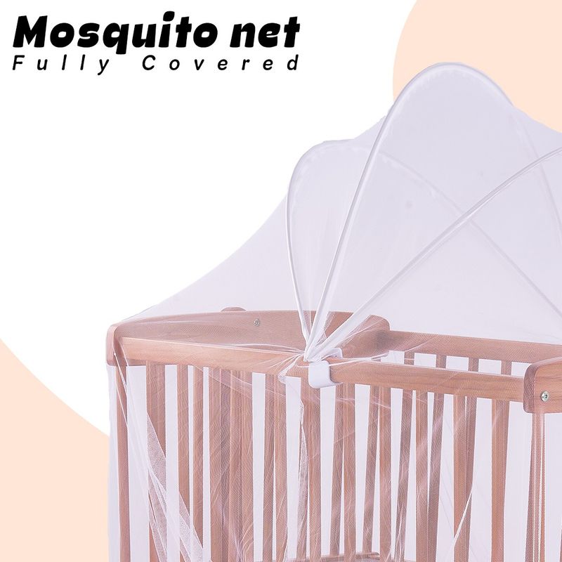 baybee Medusa Wooden Cradle for Baby New Born Baby Swing Cradle | Baby Crib with Mosquito Net, Baby Jhula with Swing Lock Function| Baby Bed Wooden Cot for Sleeping (Beige, Beige) - Image 8