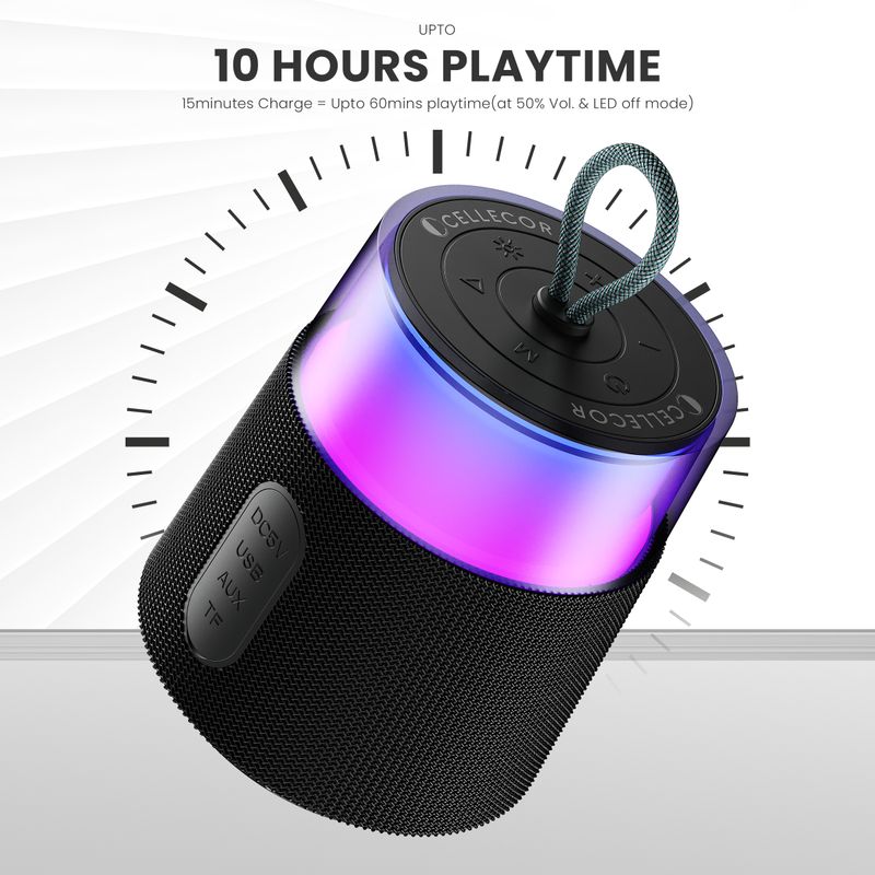 Cellecor CLB-80 BOOM | 10 Hr Playtime | BT-v5.3 | 2600mAH | Water Resistant 10 W Bluetooth Speaker (Black, Stereo Channel) - Image 3